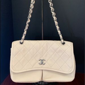 Beige Chanel Medium Shoulder Bag-100% Authentic